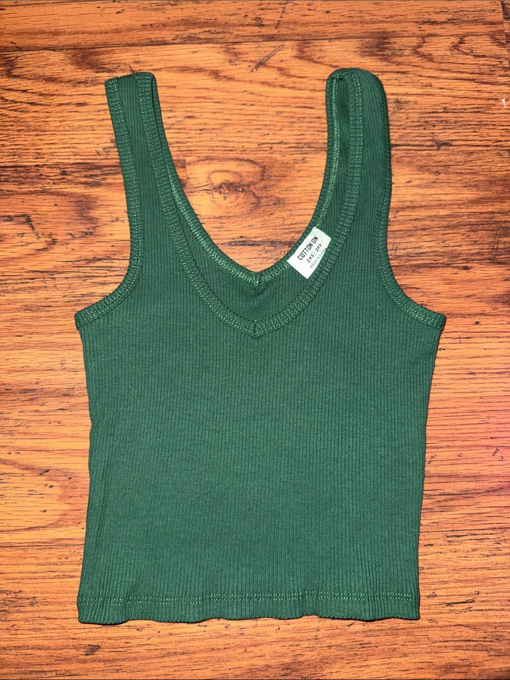 Cotton On Emerald Green Ribbed V-Neck Tank 2.L2
